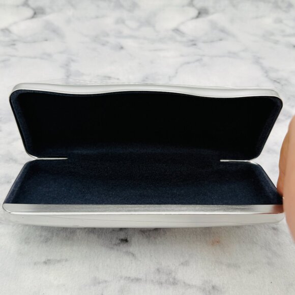 Brioni Sunglasses Eyeglasses Case,Silver Metallic Hard Clamshell , Black Inner - Picture 5 of 11